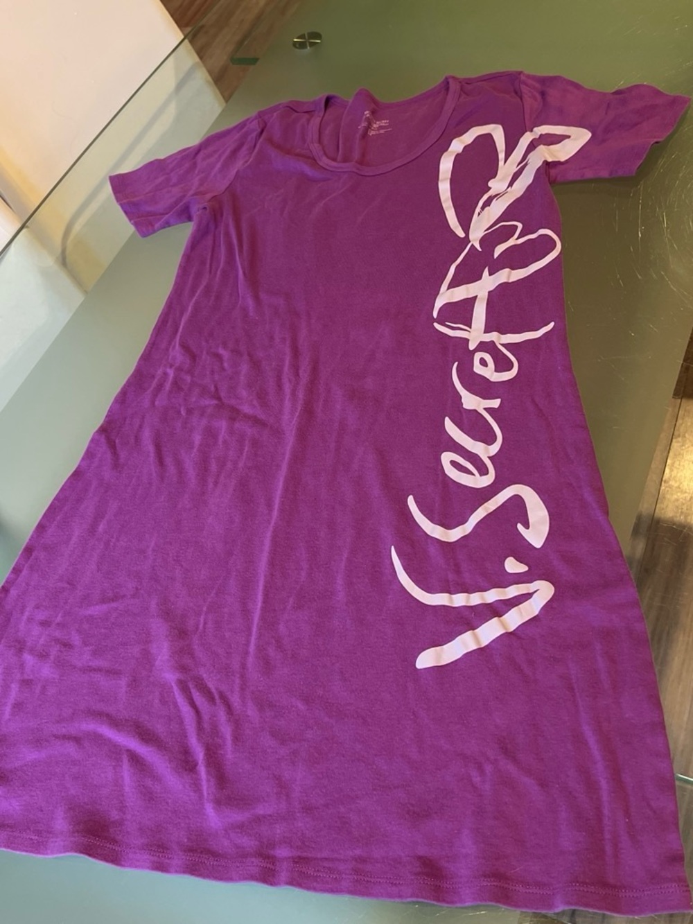 Victoria's Secret Purple Script Sleep Tee